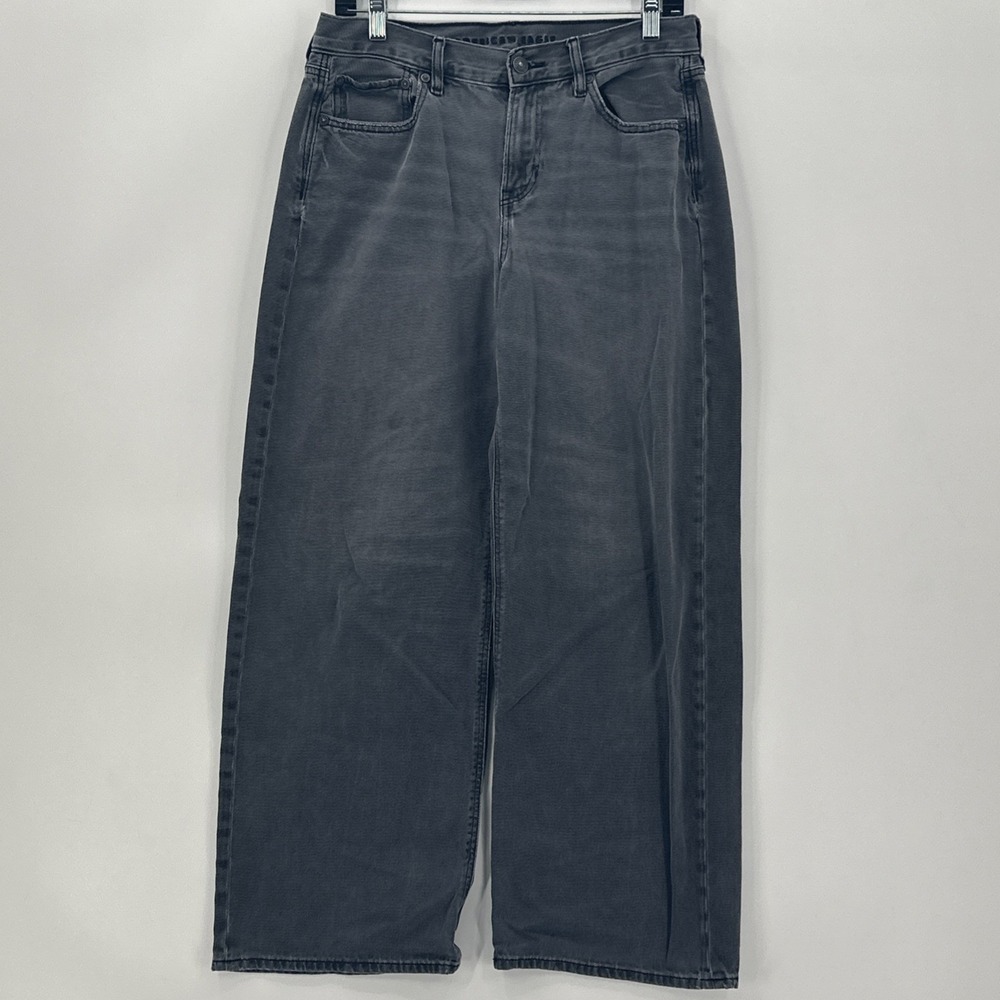 American Eagle Low Rise Baggy Wide-Leg Womens Size 8 Black Jeans Skater 31x29